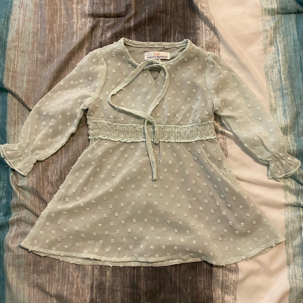 Bailey’s Blossoms Windsor Dot Dress Morning Mist Blue 6-9m